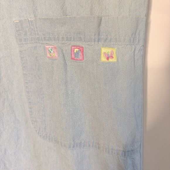 The Disney Store Winnie The Pooh Embroidered Light Denim Dress 90s Vintage  L - Picture 3 of 12